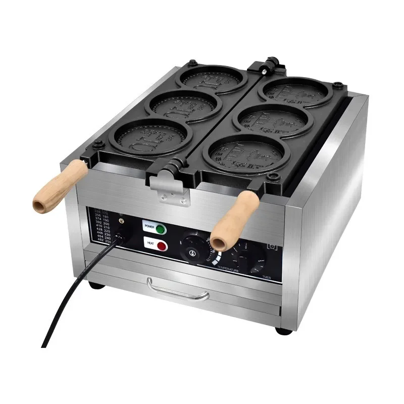 Electric four-hole gold coin burner Korean flip coin burner Double-sided heating biscuit equipment
