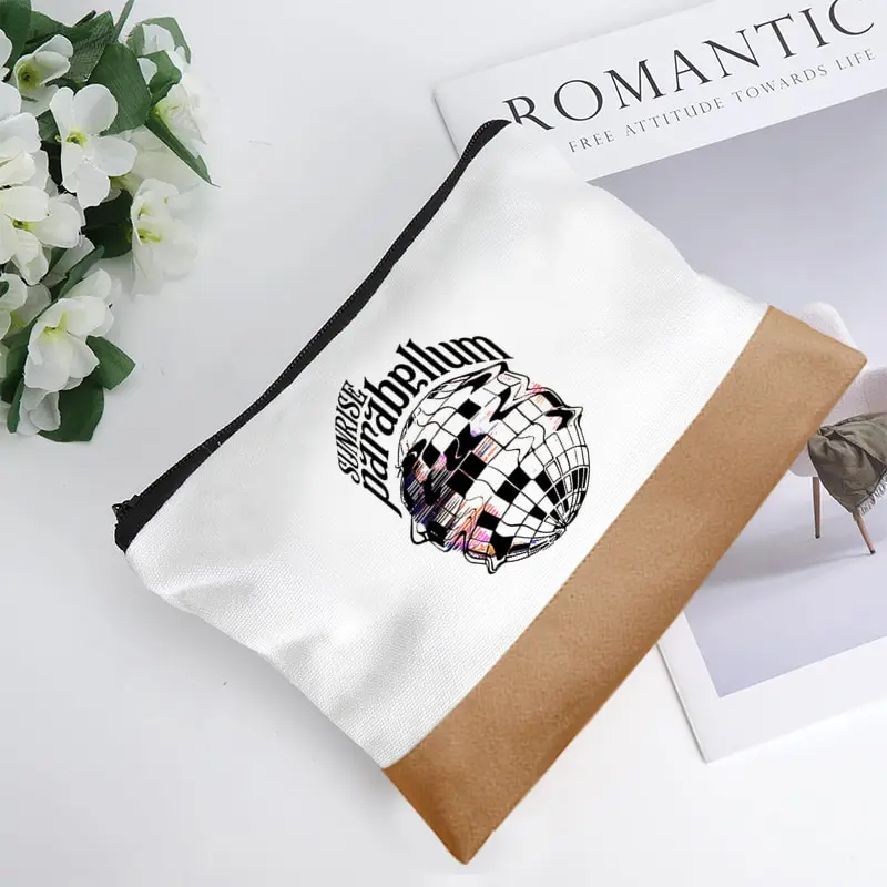 Organizador de cosméticos para viagem, marrom e branco, para mulheres, material de escritório, bolsa de armazenamento, bolsa de maquiagem, presente pa