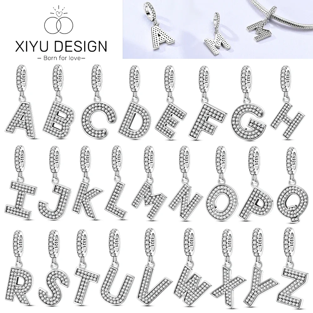

Оригинальные DIY A-Z подвески в виде алфавита, бусина из стерлингового серебра 925 пробы, инкрустированные цирконом, буквы ЛЮБОВЬ, висячие ювелирные изделия, подарок, подходит для браслета