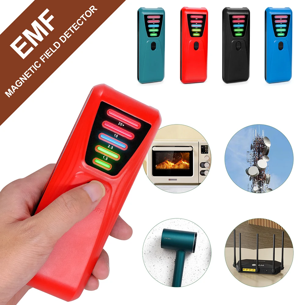 Electromagnetic Radiation Tester 5 Color LED Magnetic Field EMF Meter Dosimeter Detector Computer Phone 0-20 milliGauss