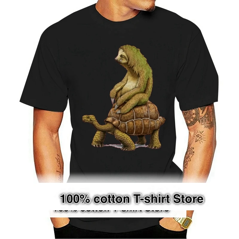 Men's Summer Turtle And Sloth 3D Print T-Shirt Men Casual Short Sleeve O-Neck Hip Hop White Funny T-Shirt