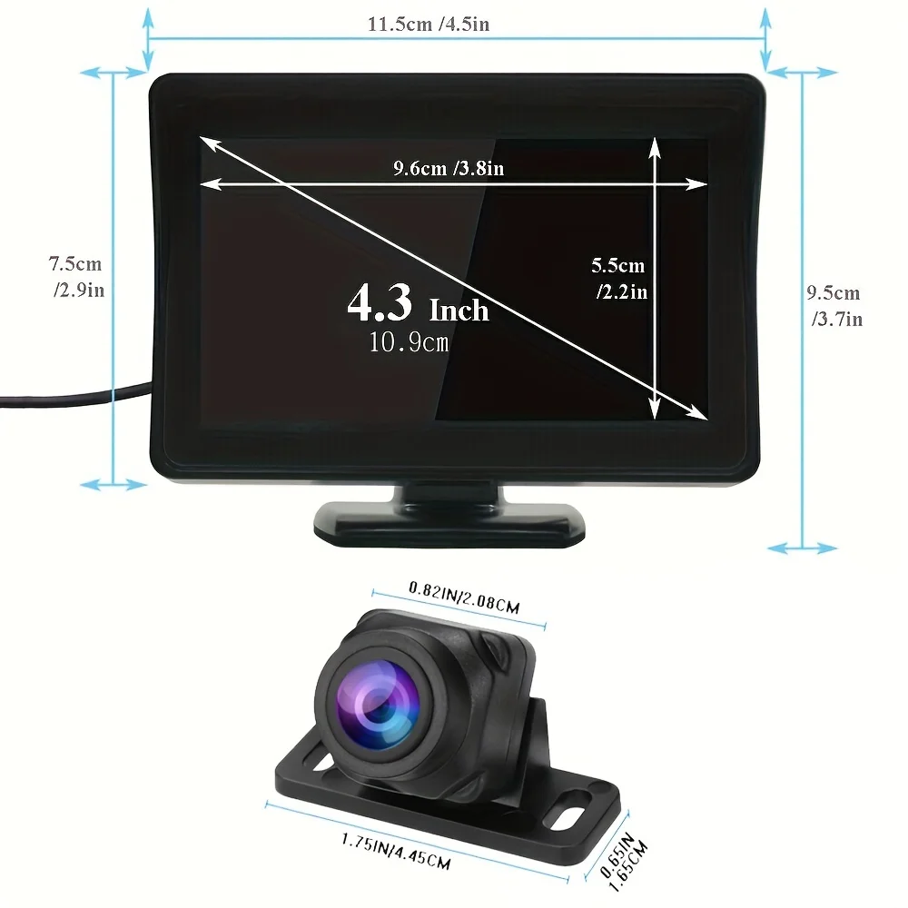 Wireless 4.3Inch Car Rear View Monitor LCD Video Parking Display for Vehicle Truck Van RV Reversing Backup Camera