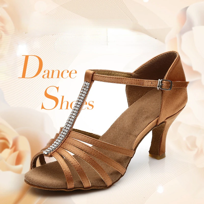 Xiaha – chaussures de danse à strass pour femmes, sandales à talons souples, pour salle de bal latine, Tango, Salsa, mariage