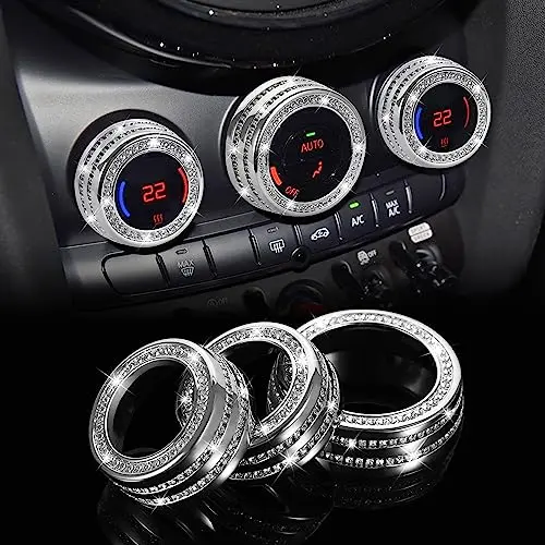 

Luxury Crystal-Embellished AC Climate Control Knob Covers For Mini Cooper Countryman Clubman 2014-2019 Center Console Trim
