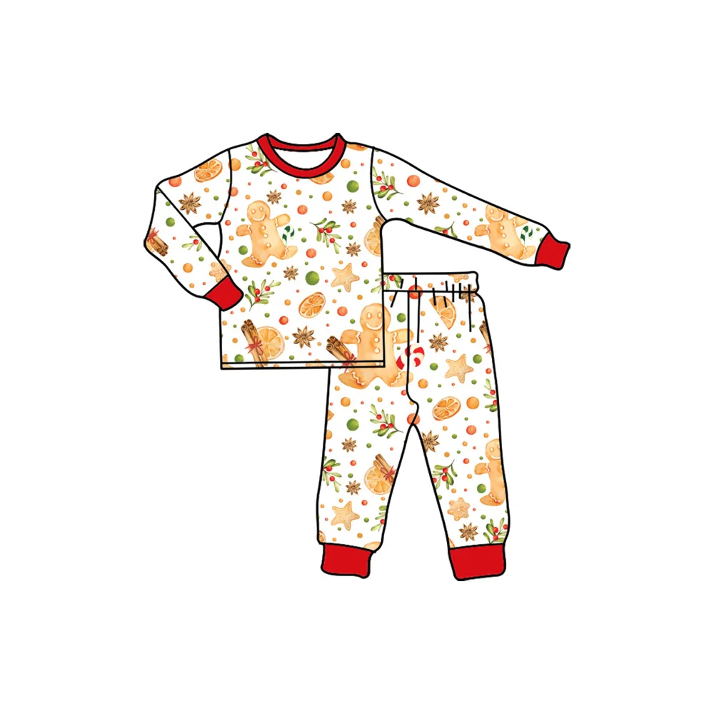 Boutique Christmas Gingerbread Winter Spices Pattern Outfit Children's Pajamas Set Matches Baby Blankets