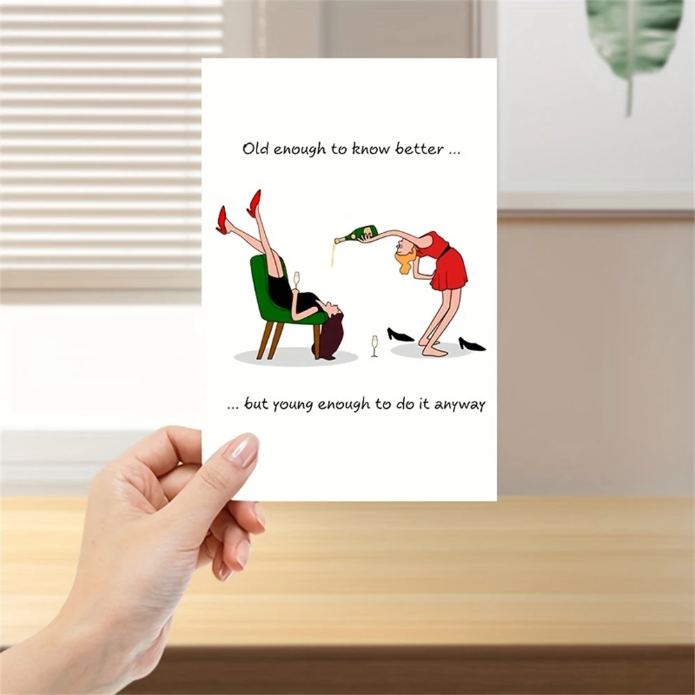 1pc,Funny Birthday Card Friendship Female Girl Friend Mum Humorous Party Cheeky BFF,for adult, with Envelope