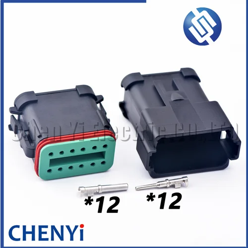 Conector serie DT negro de 12 pines enchufe impermeable DT06-12S DT04-12P DT06-12S-E005 DT04-12P-E005 con pines para Deutsch
