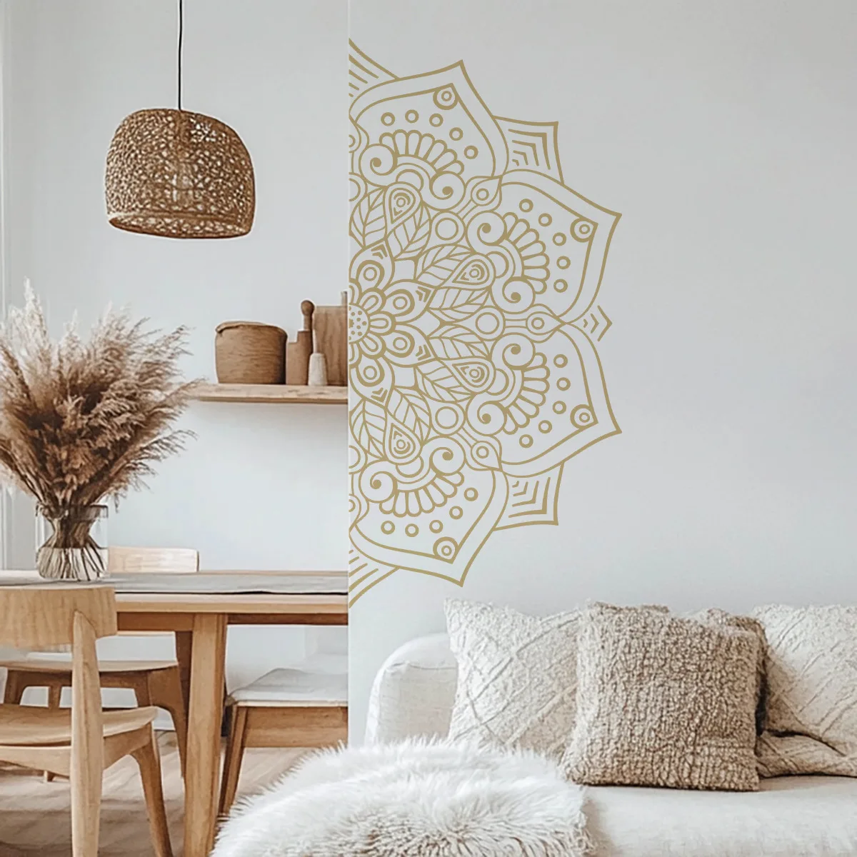 الفن نمط الذهب ماندالا لاصق ملصقات جدار غرفة نوم مدخل غرفة المعيشة الشرفة ديكور المنزل جدار الشارات الزخرفية
