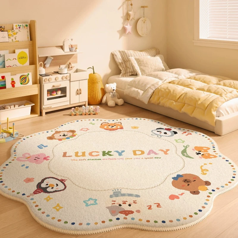 Cartoon Style Rugs for Bedroom Irregular Shape Living Room Decoration Carpet Fluffy Soft Lounge Floor Mat Home Thicken Plush Rug