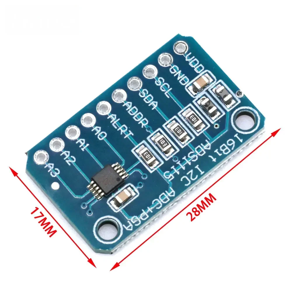 وحدة ADS1115 ADC 16 بت - لوحة تطوير مضخم الكسب القابلة للبرمجة ذات 4 قنوات (PGA) لـ Raspberry Pi & Precision Sensing
