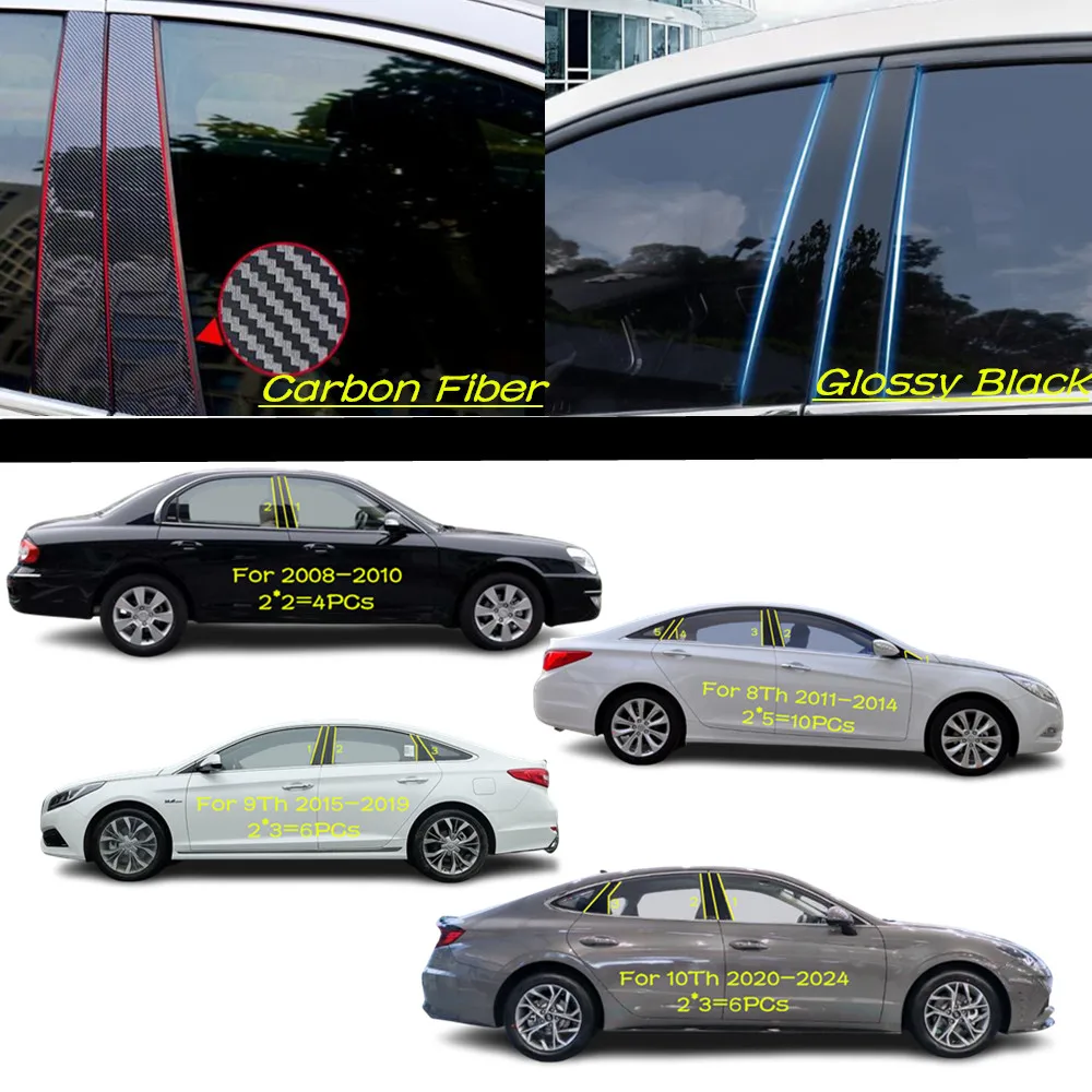 

PC Material Pillar Post Cover Door Trim Window Molding Sticker Plate Accessories For Hyundai Sonata 7th 8th 9th 10th 2008-2024