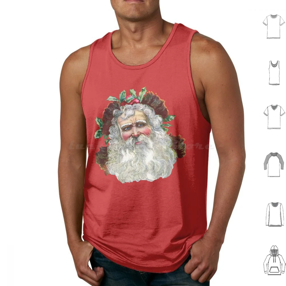 Vintage Santa Claus 1896 Tank Tops Print Cotton Christmas Santa Claus Father Christmas Saint Nicholas Saint Nick Kris