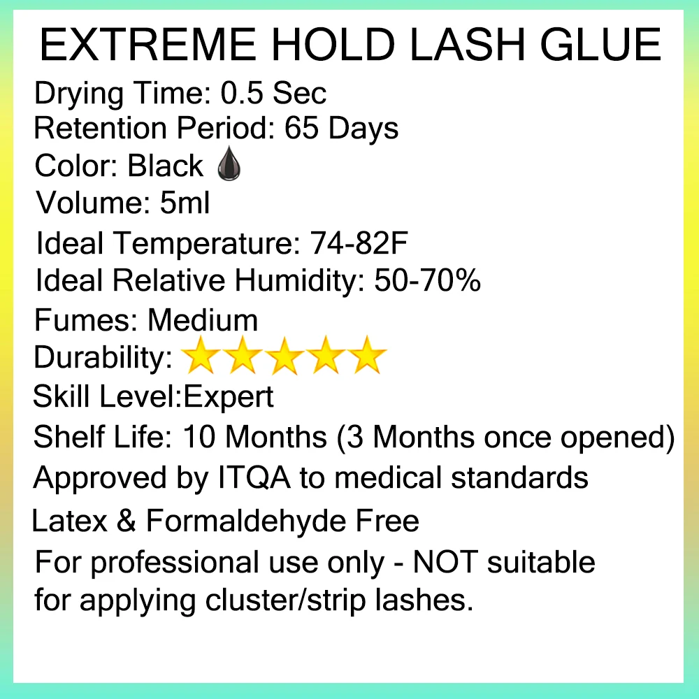 KODIES GEL Extreme Hold Eyelash Glue Professional Lash Glue Extensions Supplies 0.5 Sec Black 8-9 Week Retention Adhesive Bonder