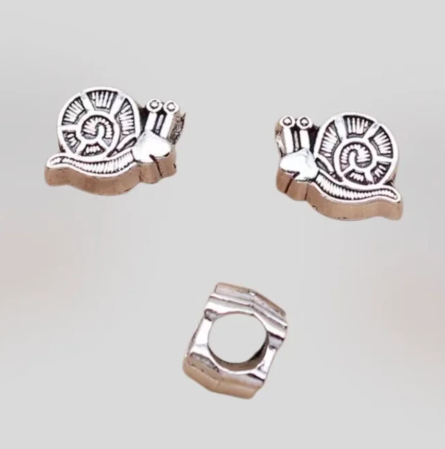 10pcs  13*9mm  Alloy metal cute animal snail design big hole spacer bead   HW2609