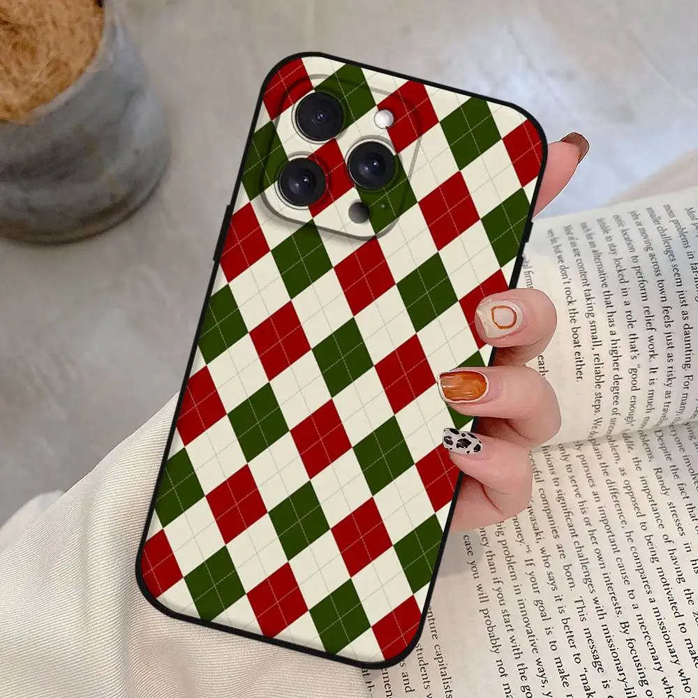 حافظة هاتف عيد ميلاد سعيد للعام الجديد لهاتف آيفون 17,16,15,14,13,12,11 Plus,Pro,Max,XR,XS,X,7,8 Plus,Mini Black Silicone Soft