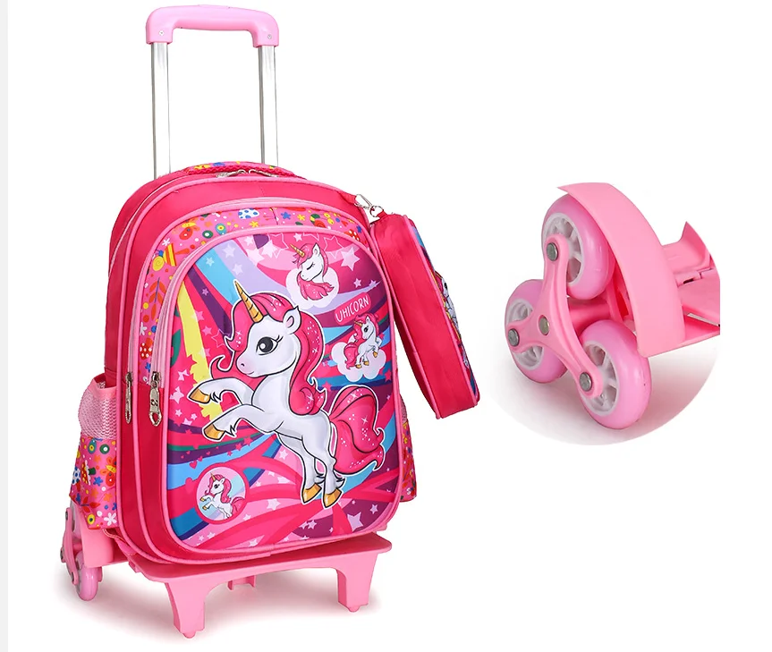 School Wheeled backpack Lunch bag set Unicorn School Rolling Backpack for girls School trolley backpack school bag with wheels