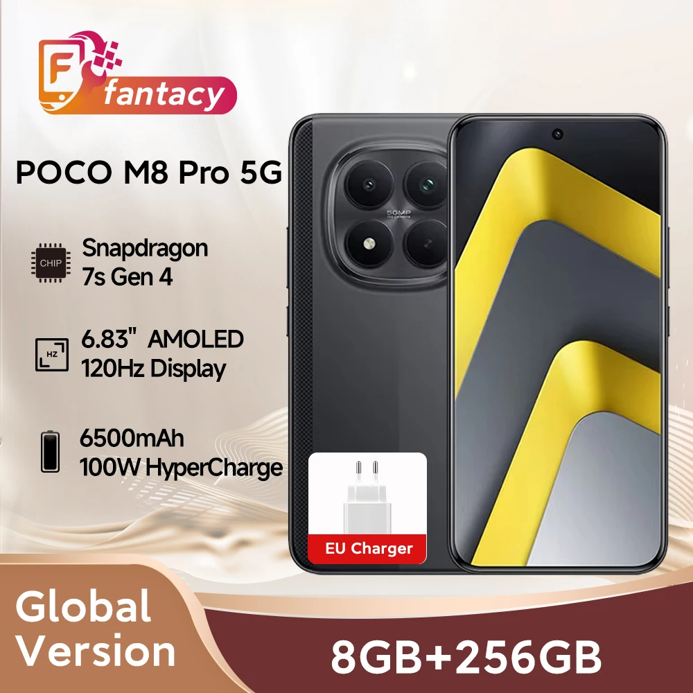 新しいPOCO M8 Pro 5Gグローバル版スマートフォン Snapdragon 7s Gen 4