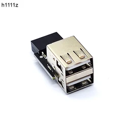 NEW 9pin USB Adapter Connector to 2 Port USB2.0 Internal Motherboard 9pin To 2 Port USB 2.0 A Female Adapter Converter PCB Board