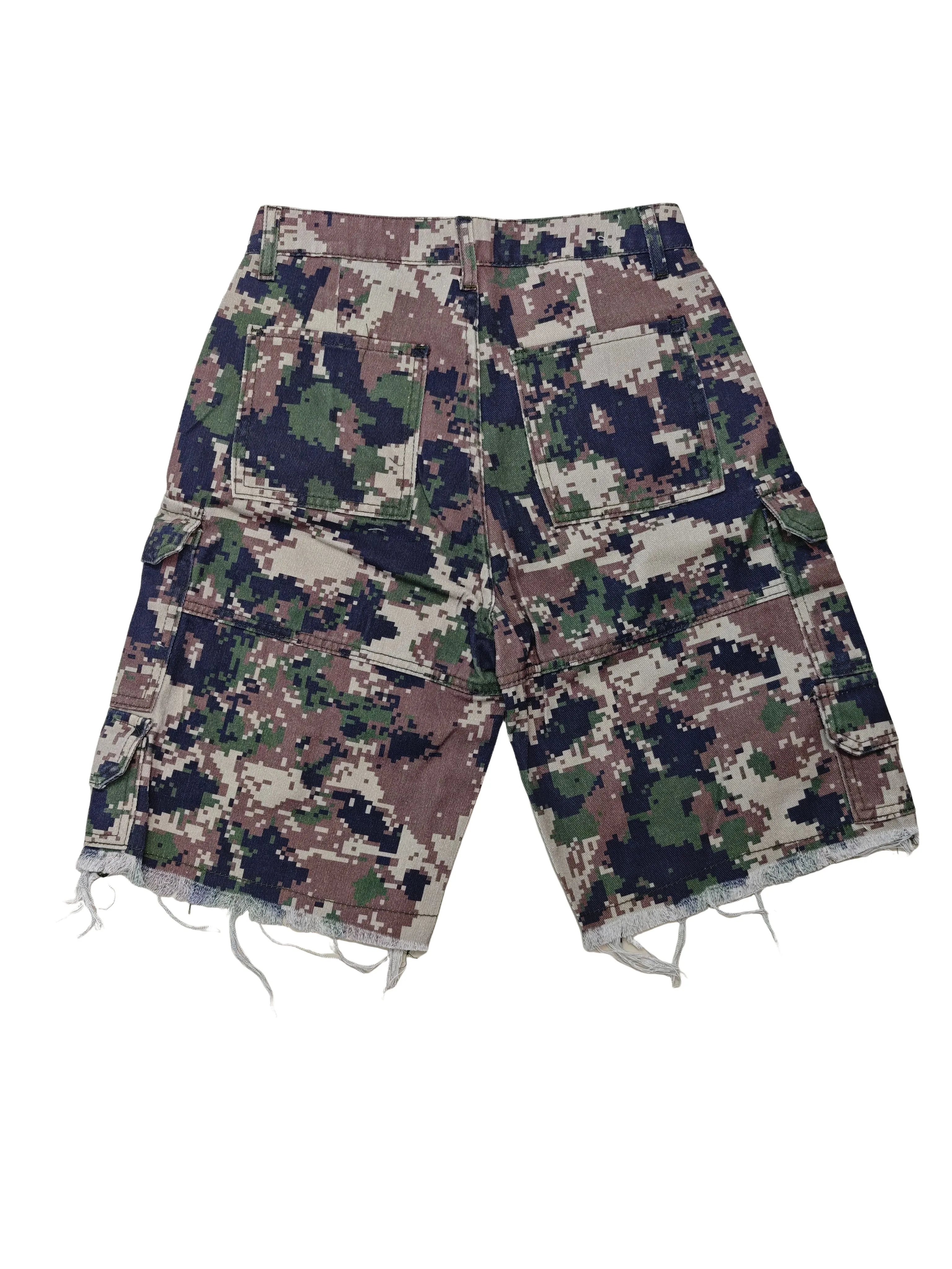 Y2k Diamanti Patch Ricamo Pantaloncini di jeans Goth Baggy Jeans corti Camou Streetwear Pantaloncini a gamba larga a vita alta Pantaloni cargo da donna