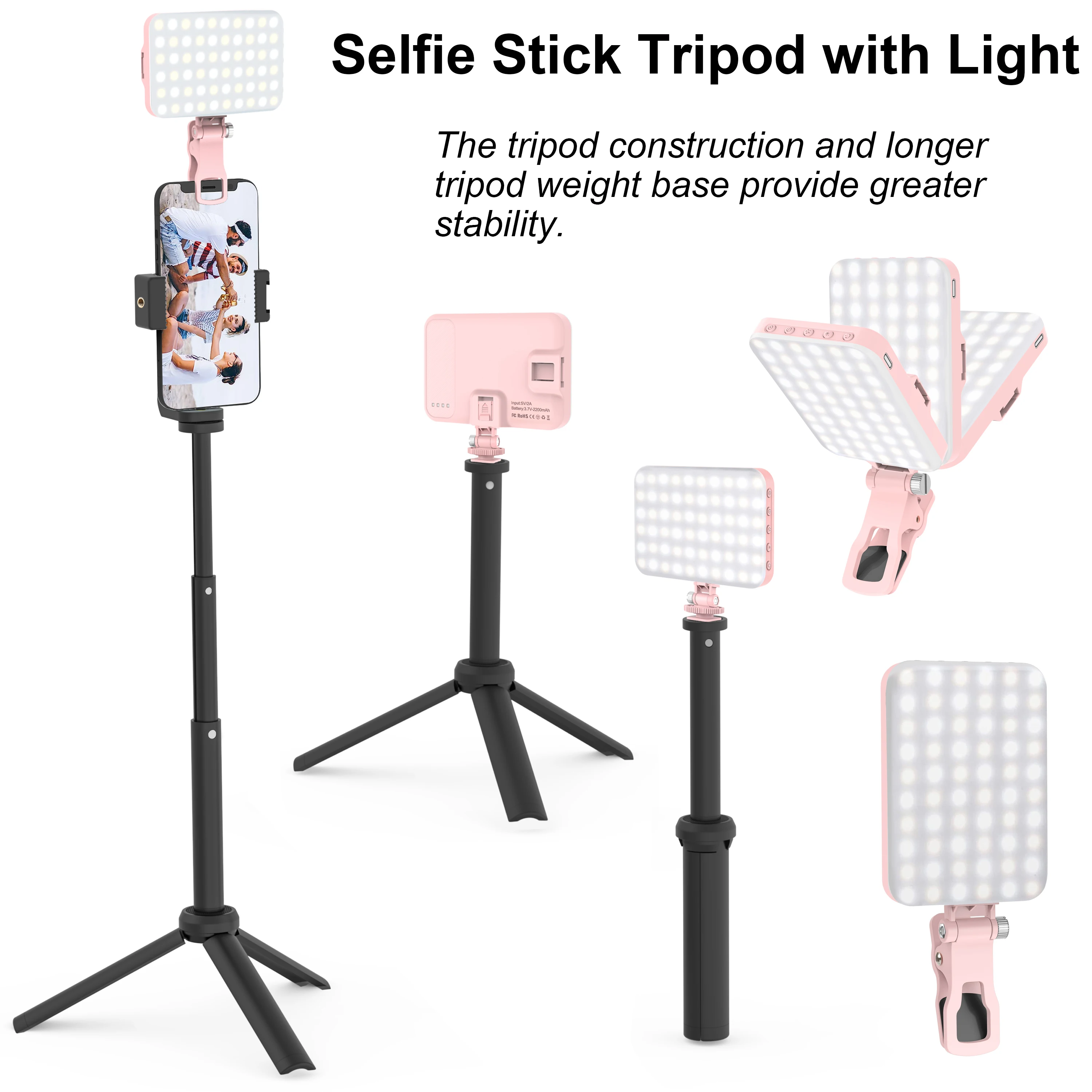 Led Photo Fill Light Dimmable Adjustable Stand,for Phone,iPhone,Photography Video Lighting for Video Recording Streaming Filming