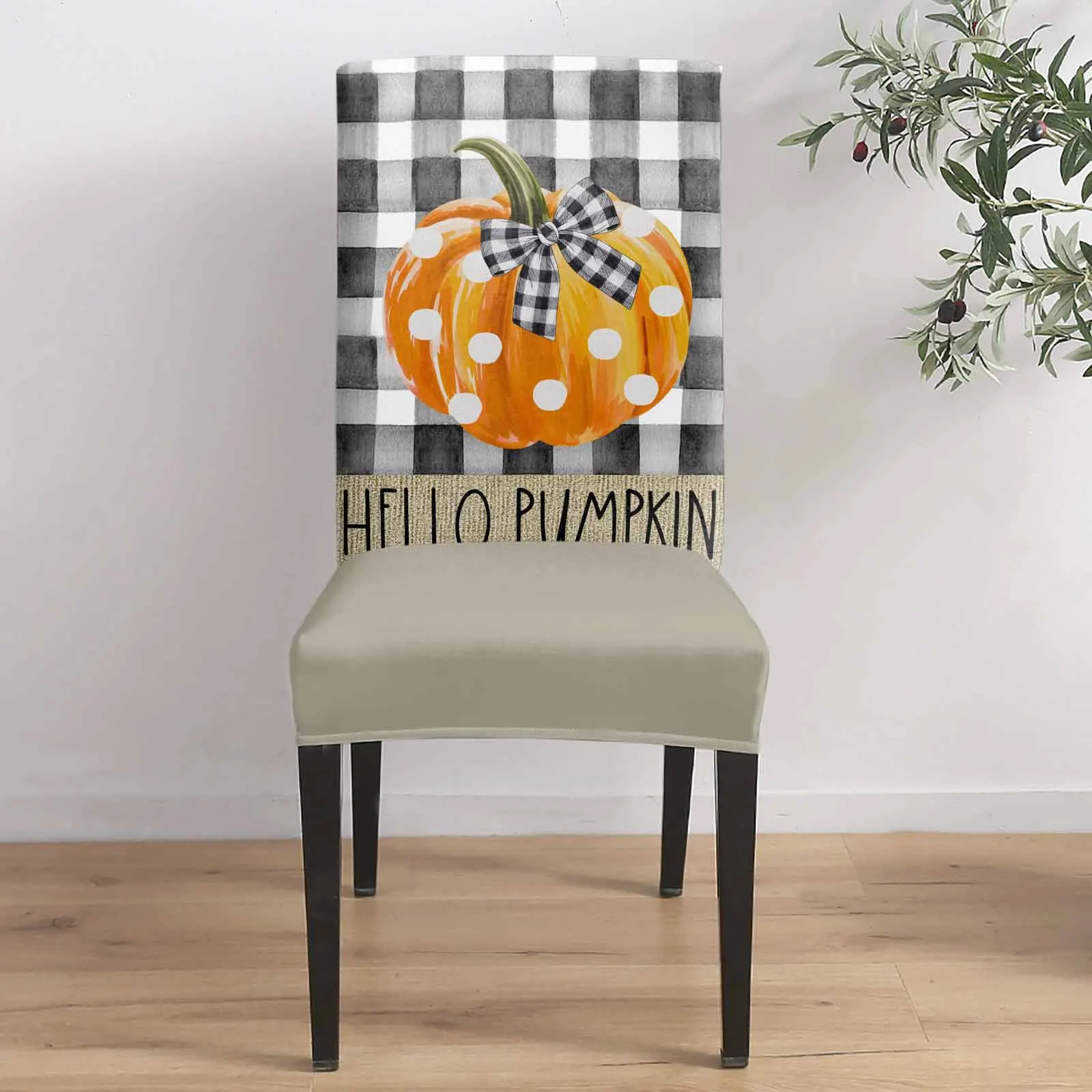 

Винтажный черно-белый чехол в клетку HELLO 4/6/8 шт., эластичный чехол на стул из спандекса для свадебного отеля, банкета, столовой