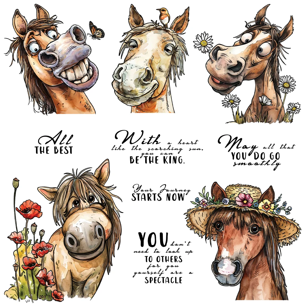 Mangocraft Funny Horse And Floral Clear Stamp DIY Scrapbooking Supplies Silicone Stamp For Card Making Albums Crafts Decor