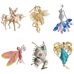 Vintage Creative Painted Freshwater Pearl Phoenix BIrd Brooches For Women Niche Angel Brooch Pins Retro Luxury Accessory Gifts