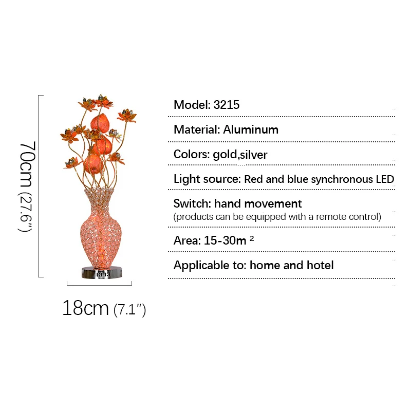 OUFULA Modern Red Flowers Table Lamp Fashionable Art  Iiving Room Bedroom Wedding LED  Aluminum Wire Desk Light