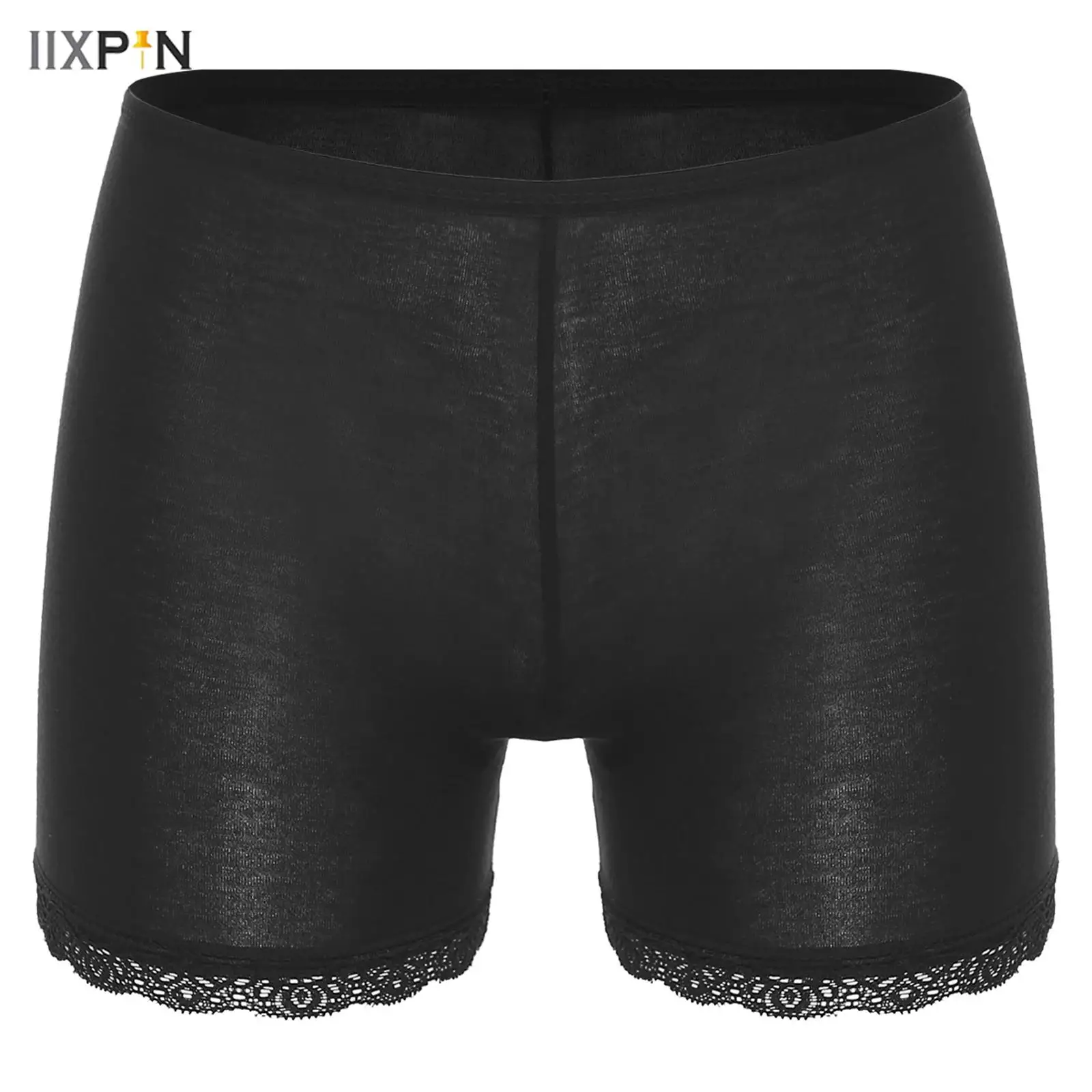 

Womens Safety Shorts Underwear Elastic Waist Floral Lace Trim Seamless Boxer Shorts Dress Pettipants for Daily Casual Vacation