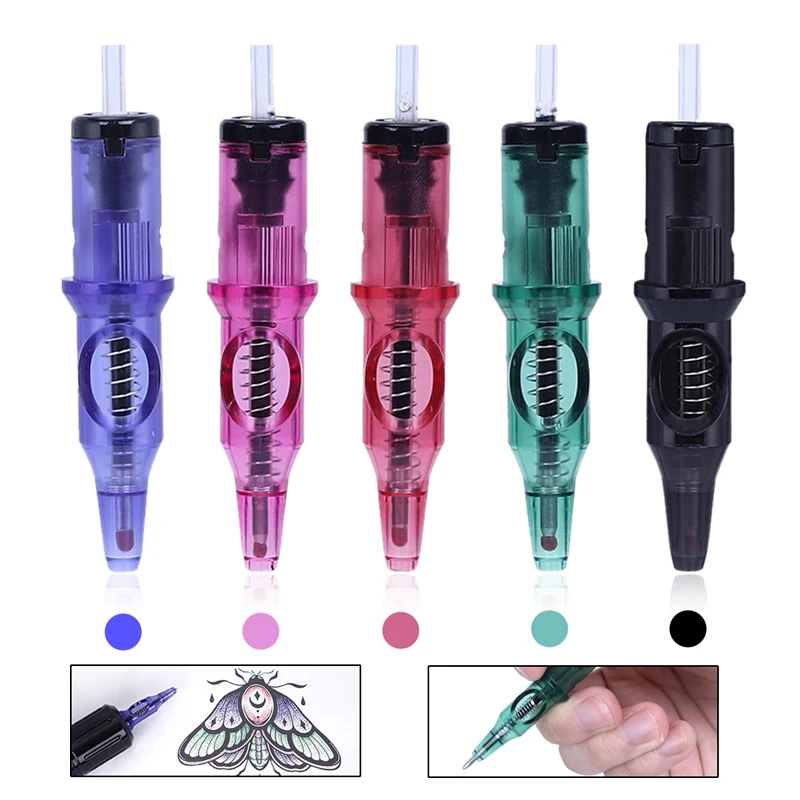 10/20pcs Tattoo Practice Needle Universal Ballpoint Needle 5 Color for Tattoo Beginner Designer Drawing Tattoo Cartridges Supply