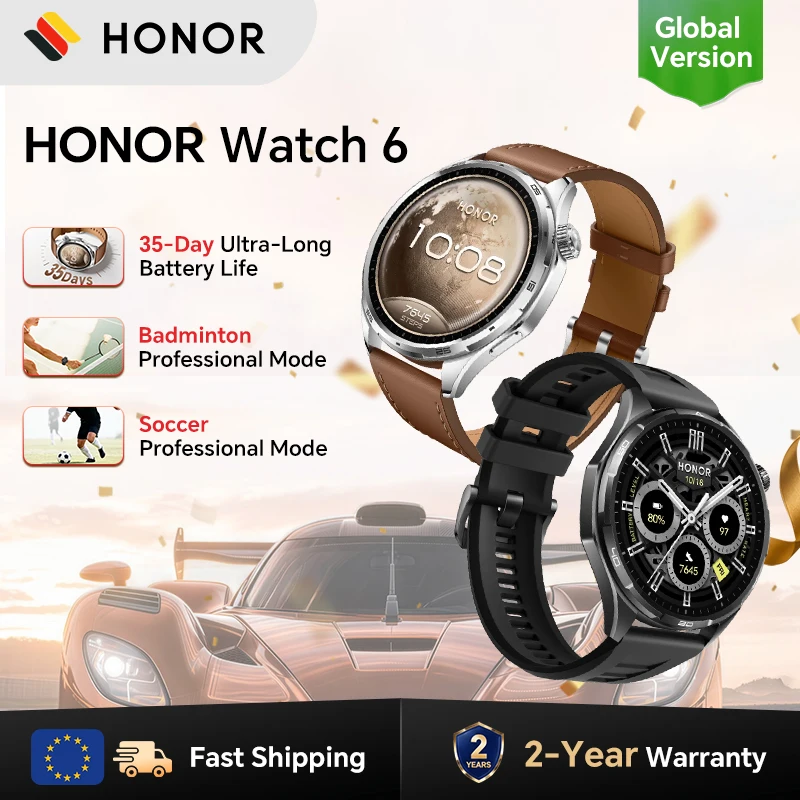 HONOR Watch 6, 35 Tage extrem lange Akkulaufzeit, Badminton-Profi-Modus, 120+ Sportmodi, 2026 HONOR Smartwatch