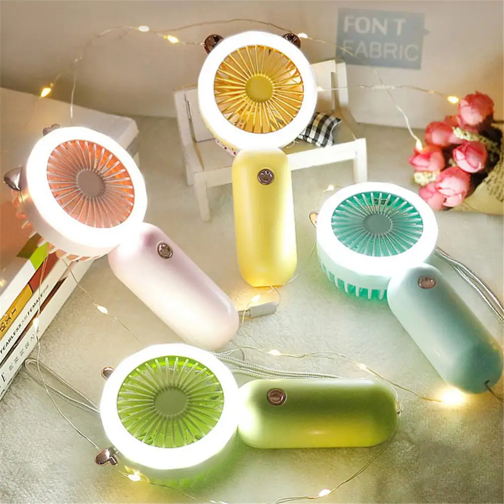 Portable Fan Usb Rechargeable Mini Fan Traveling And Shopping Hand Fan Strong Wind Pocket Air Cooler with LED Night Light