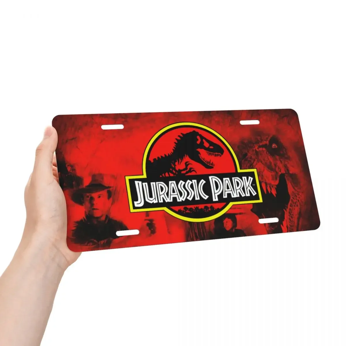 Jurassic Park License Plate Custom Ancient Animal Decorative Car Front License Plate Cover Aluminum Vanity Tag 6x12 Inch