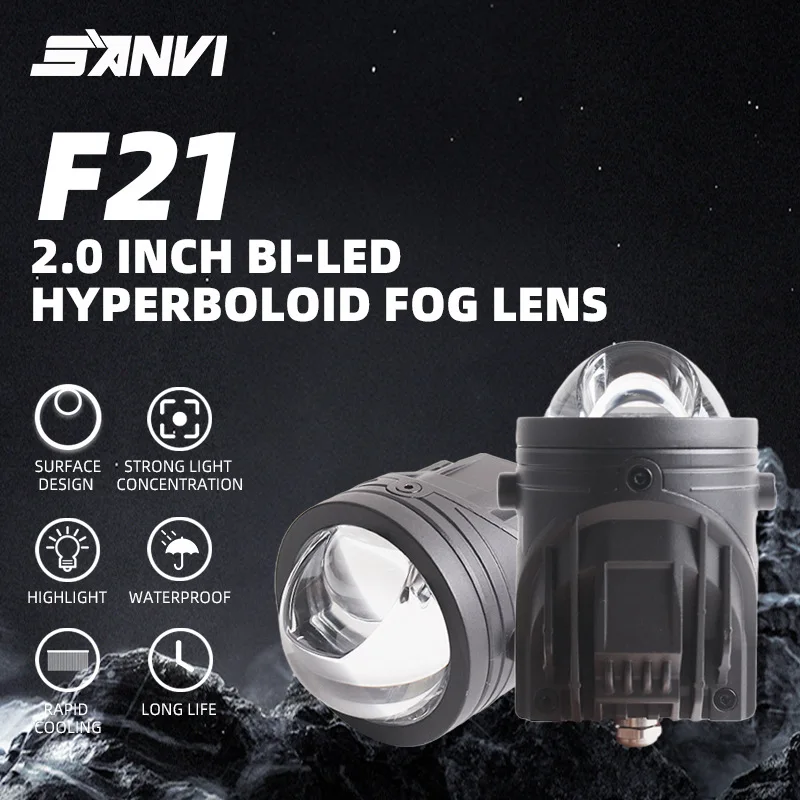 

Hot Selling F21 2 Inch 24 LED Bi LED Projector Fog Lights with Halo Ring, Waterproof Dual Beam Spotlight Super Bright LED Lens
