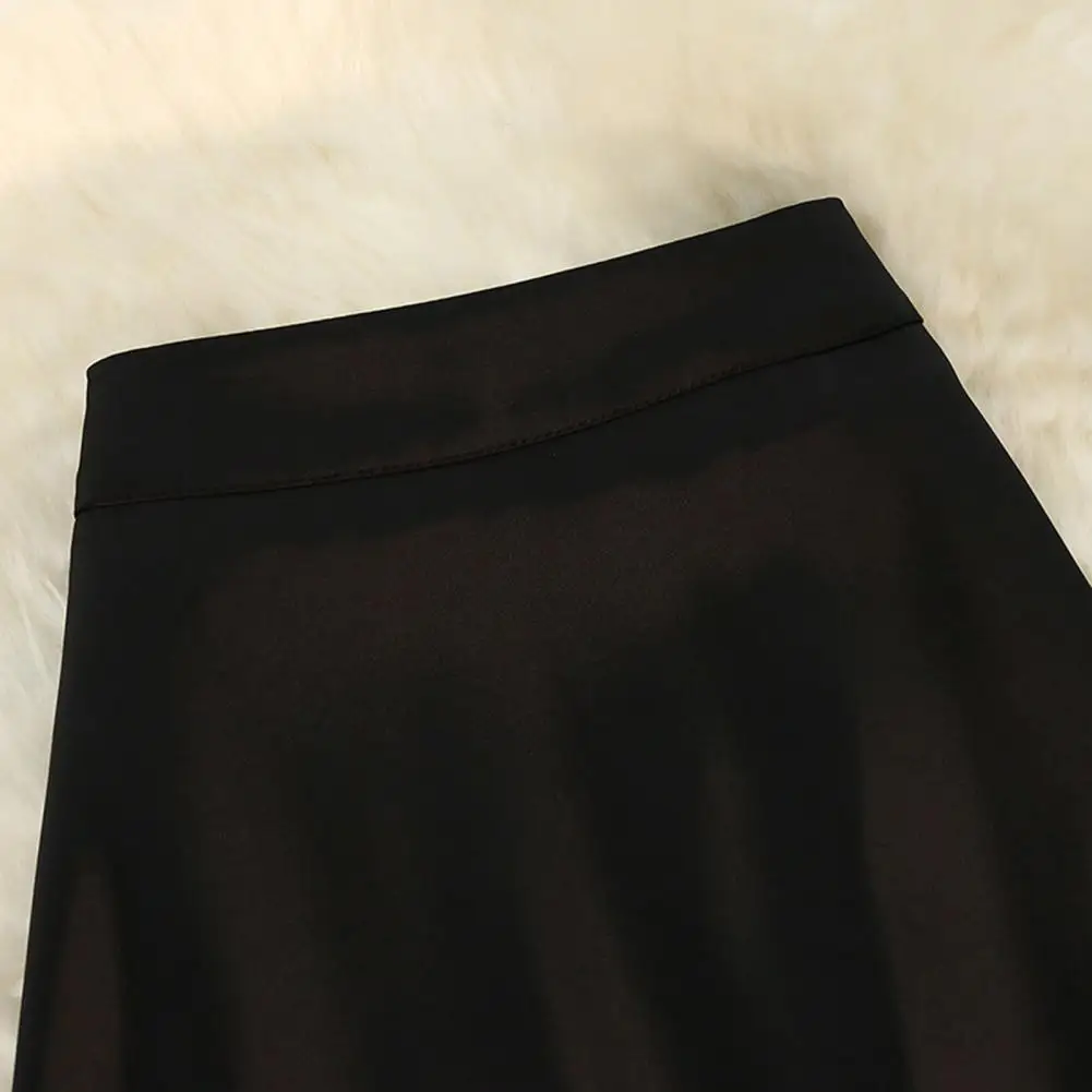 Trendy High-waist Design Elegant High Waist Satin Skirts for Women A-line Mid-length Office Lady Skirts Solid Colors for Spring