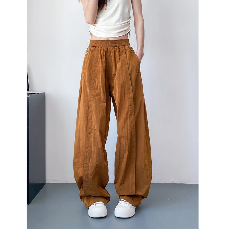 

Новое поступление 2025, европейский стиль, весна-лето, женские брюки хорошего качества, полная длина, повседневные свободные шаровары с эластичной резинкой на талии T127