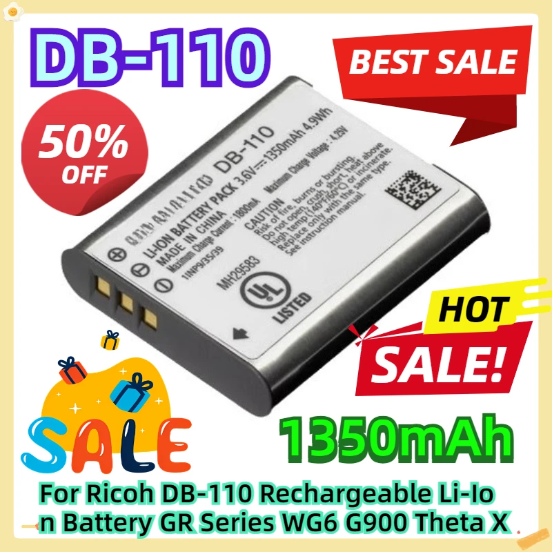 For Ricoh DB-110 Rechargeable Li-Ion Battery GR Series WG6 G900 Theta X