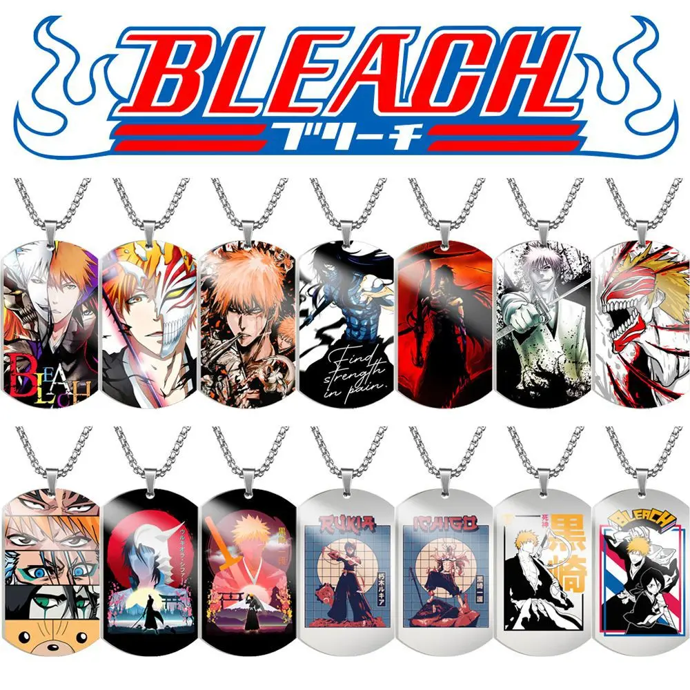 Anime Bleach Necklaces For Men Women Kurosaki Ichigo Stainless Steel Pendant Fashion Statement Cosplay Jewelry Christmas Gifts