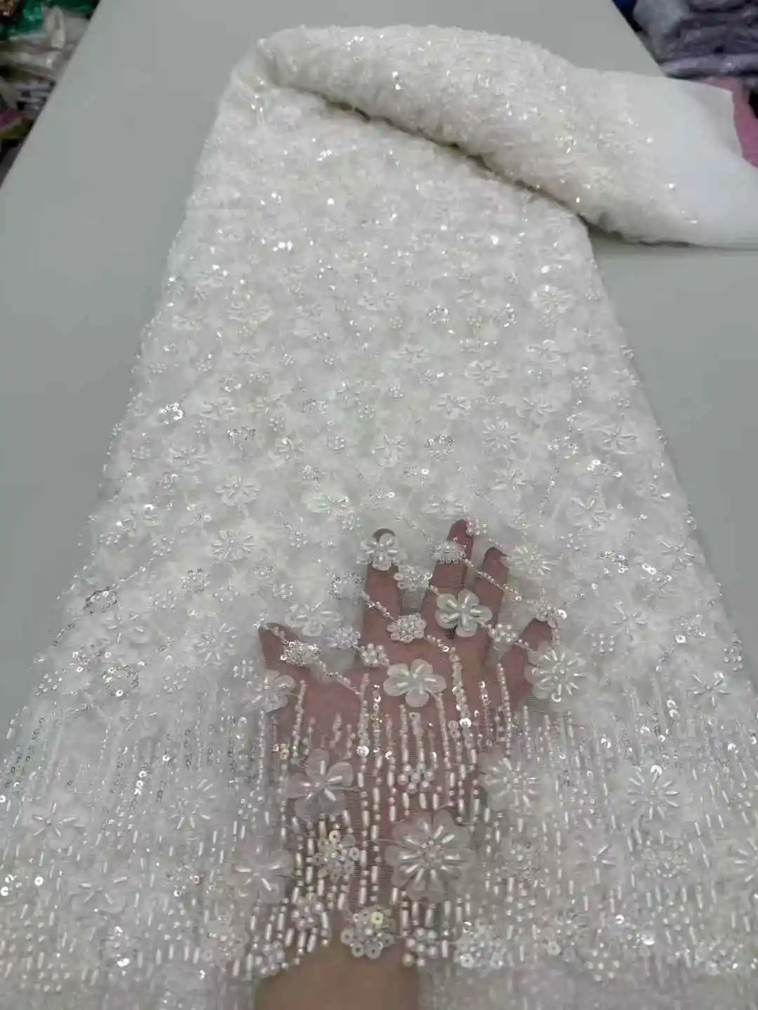 African Sequins Lace Fabric 2025 High quality French Mesh Lace Nigerian Embroidery Net Fabrics For Wedding Dress Sewing JY