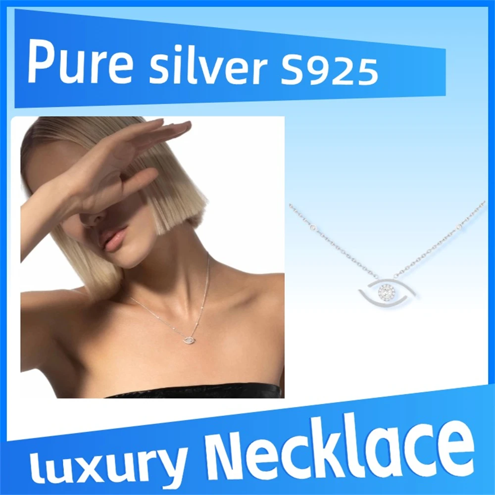 

Pure 925 Sterling Silver Lucky Eye necklace Party personality high quality fashion luxury banquet accessories