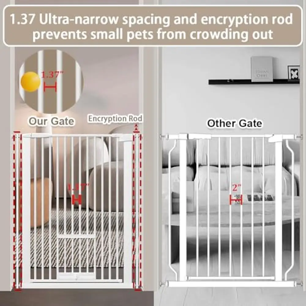 40.55" Tall Extra Wide Pet Gate with Small Door and Double Lock Durable and Adjustable Indoor Safety Proof Gate Dogs Cats and