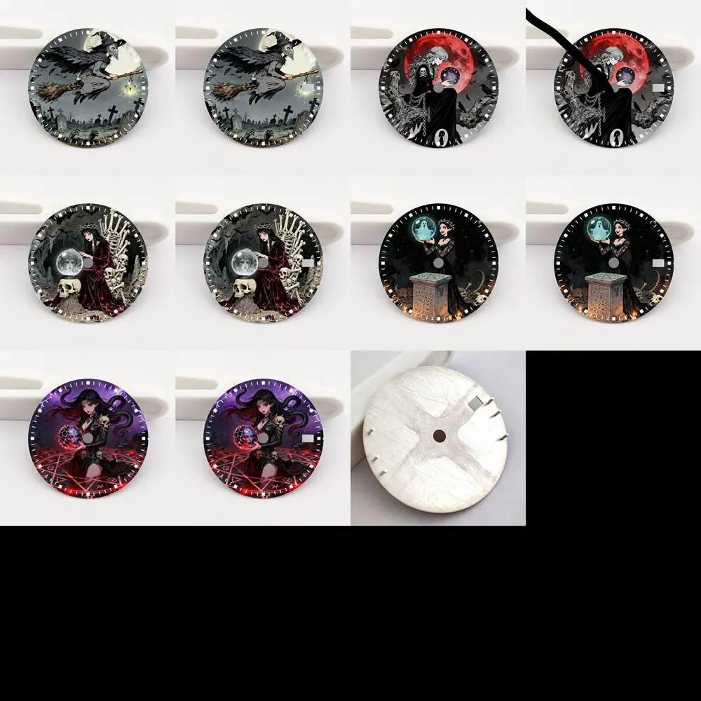 28.5mm dial NH35 dial Witch Creative color-printed series dial is suitable for NH35/36 movement wristwatch accessories