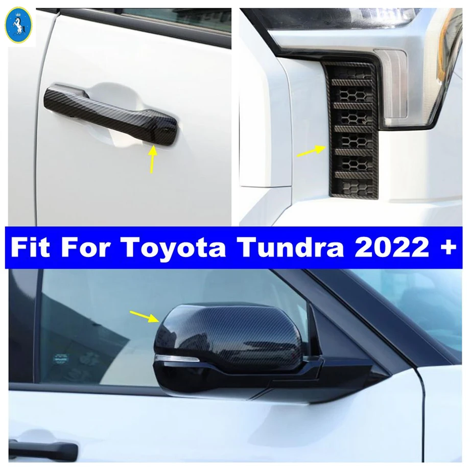 

Carbon Fiber Exterior Accessories Handle Rearview Mirror Front Bumper Grille Air Inlet Cover Trim For Toyota Tundra 2022 2023