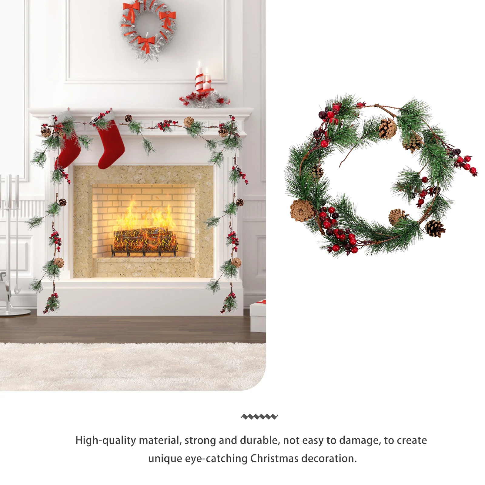 

1pc Christmas Ornament Simulation Rattan Festive Embellishment For Home Xmas Rattan Decor Hanging Pendant