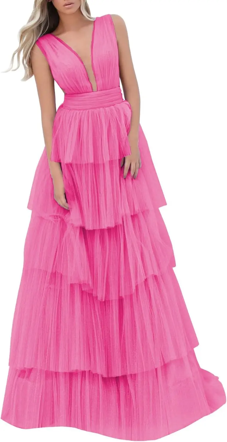 

Шифоновое многослойное плиссированное бальное платье с глубоким v-образным вырезом и открытыми плечами, длинное вечернее коктейльное платье трапециевидной формы, женское элегантное вечернее платье