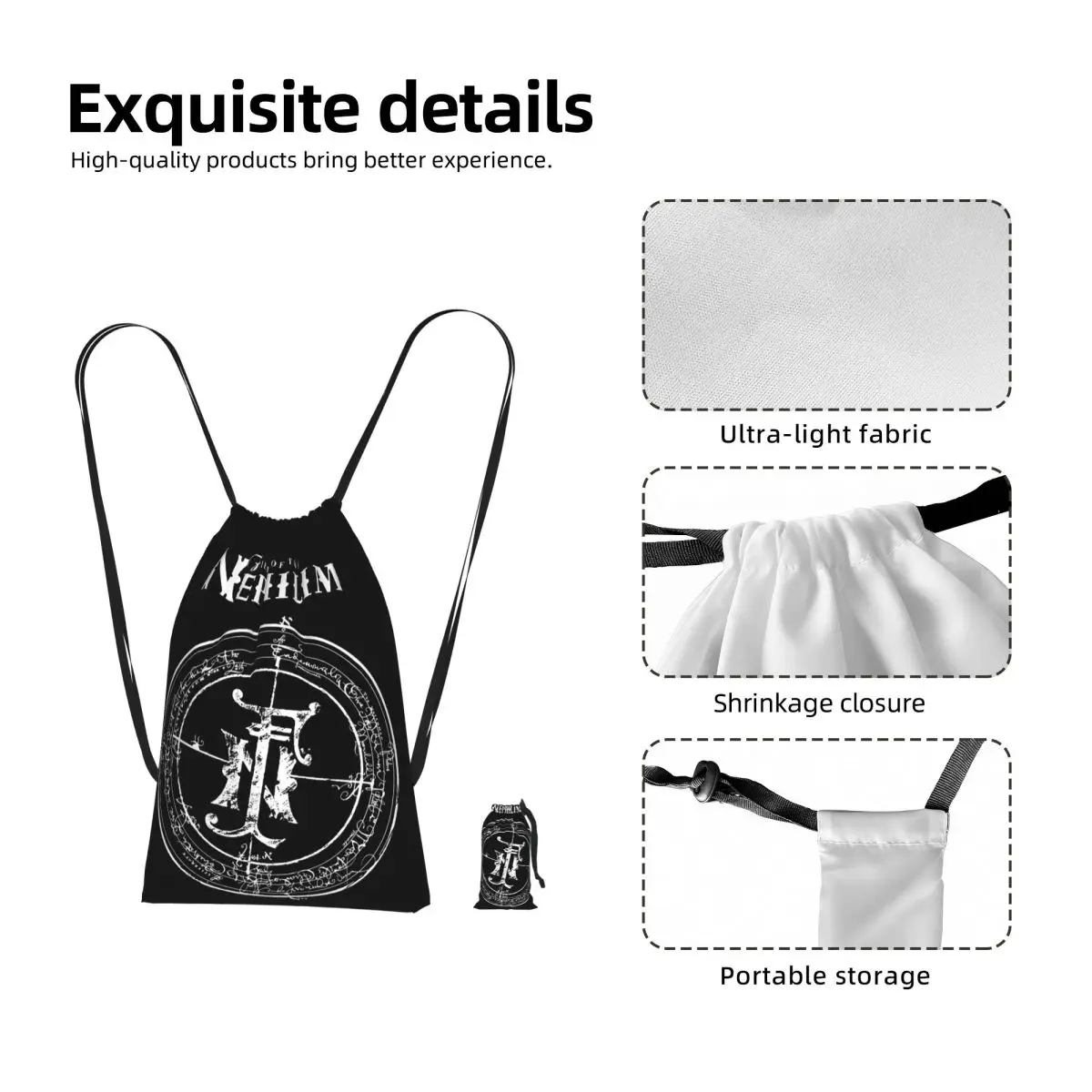 Fields Of The Nephilims Forever Remain Drawstring Backpack Sports Gym Bag Portable Travel Drawstring Bag for Men Women