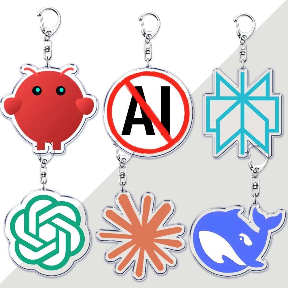 Chaveiros de IA Populares com Logotipo para Mulheres, Acessórios para Bolsas, Chaveiros de Amizade com Temas OpenAI Claude Grok ChatGPT Deepseek Gemini Openclaw