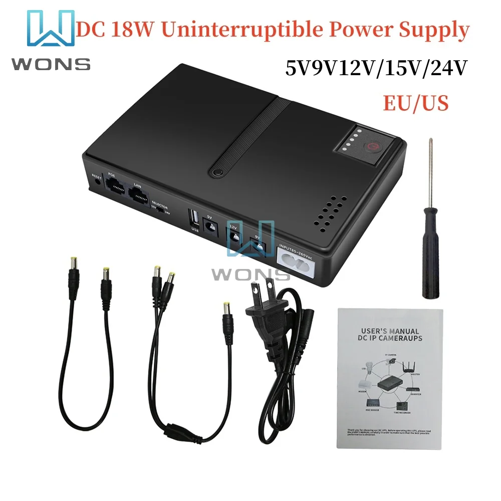 

DC 18W Power Adapter Uninterruptible Power Supply 5V 9V 12V UPS Router Optical Cat Monitoring Backup Power Bank Without Battery