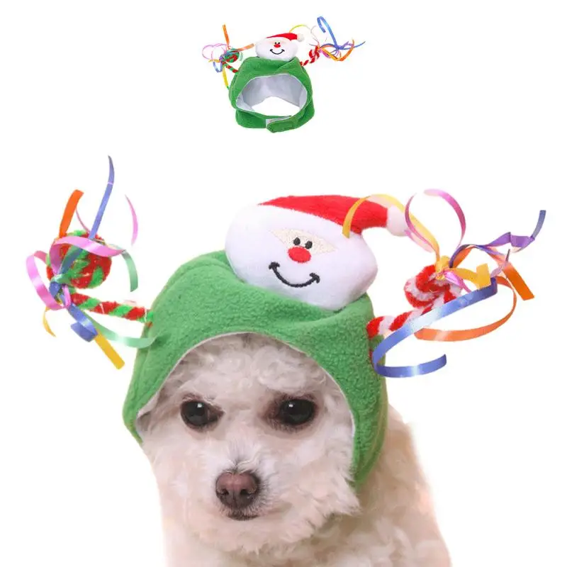 Funny Christmas Pet Hat Plush Cartoon Dog Hat Winter Christmas Hat Cute Cat Costume For Photography Prop Daily Life Holiday