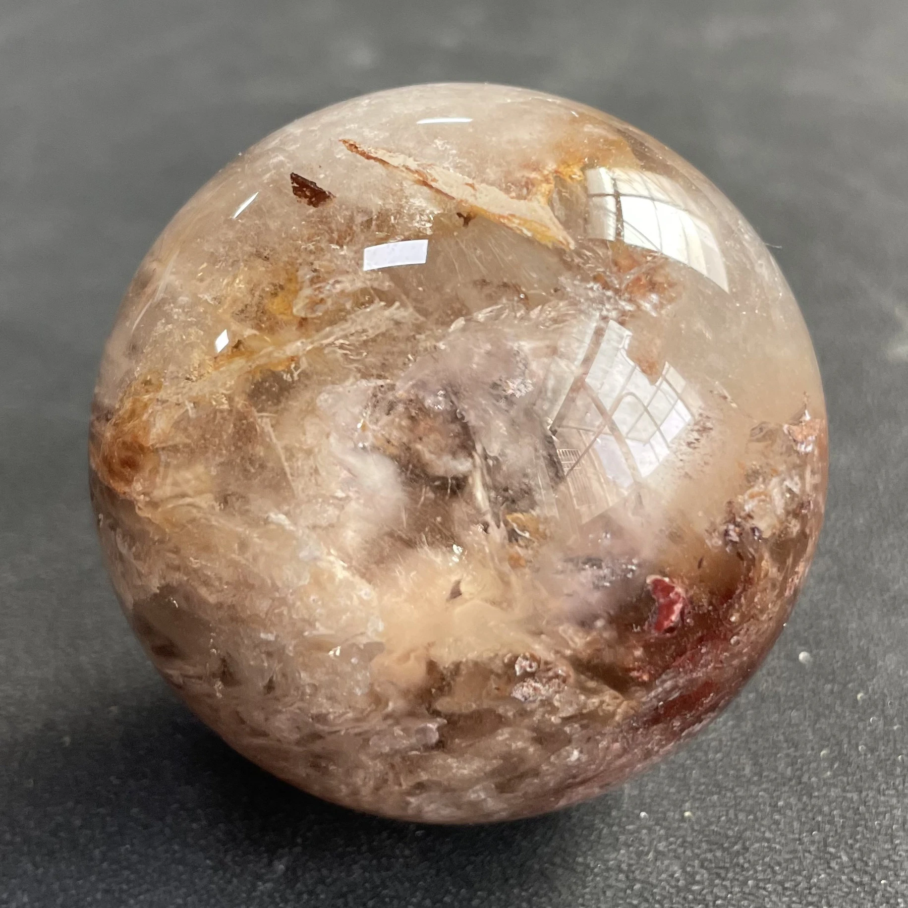 180g Natural Quarte Rutilated Rabbit Hair Crystal Ball Polished Quartz Sphere Reiki Healing Gift Room Decor Fengshui Y2073